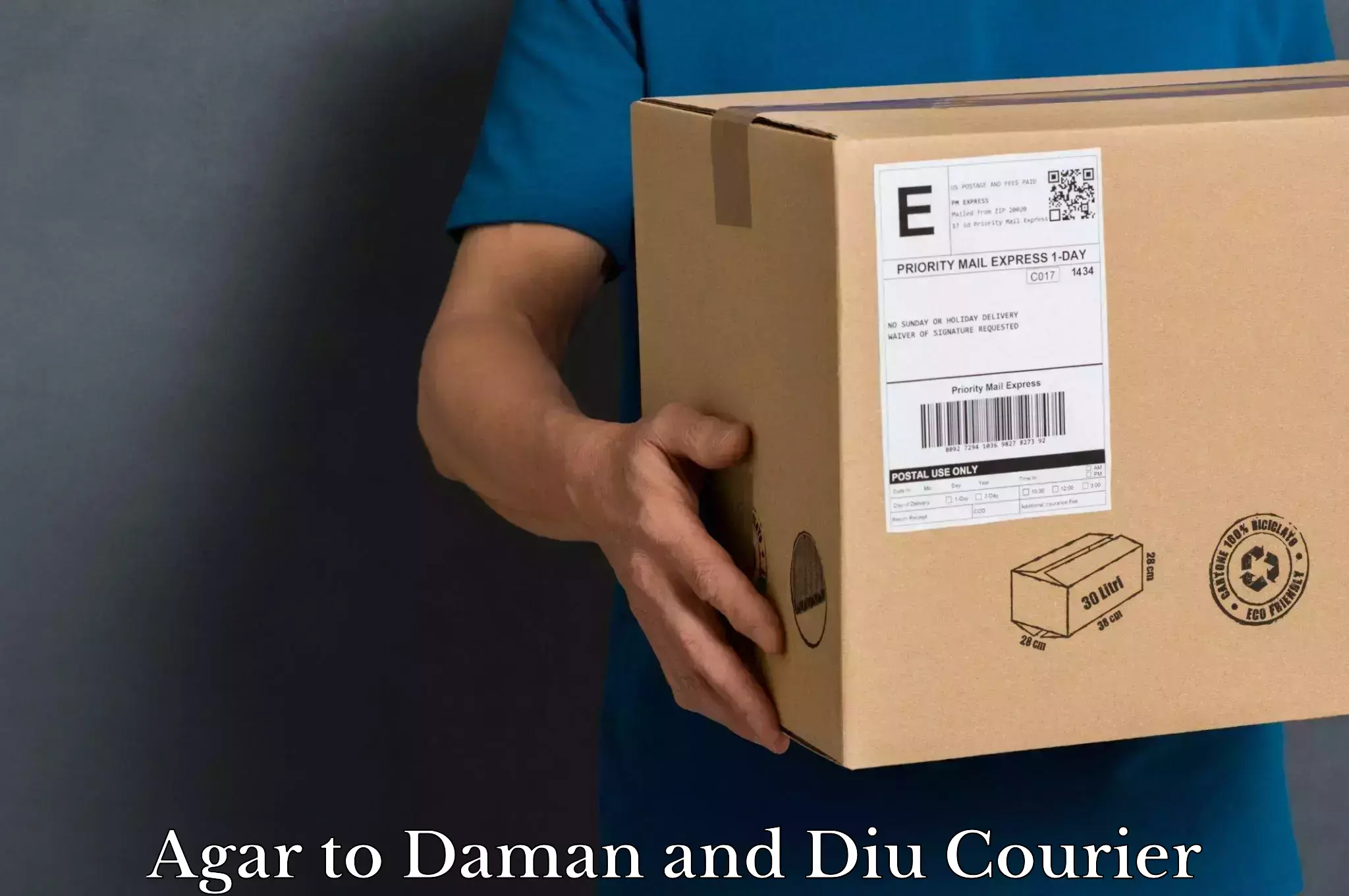 Express delivery capabilities Agar to Daman