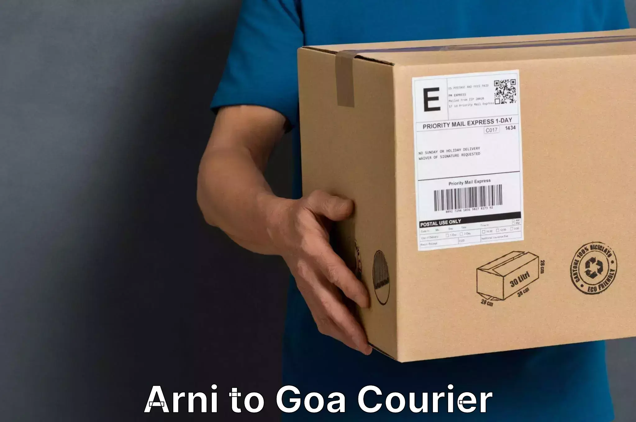 Customized moving experience Arni to Goa