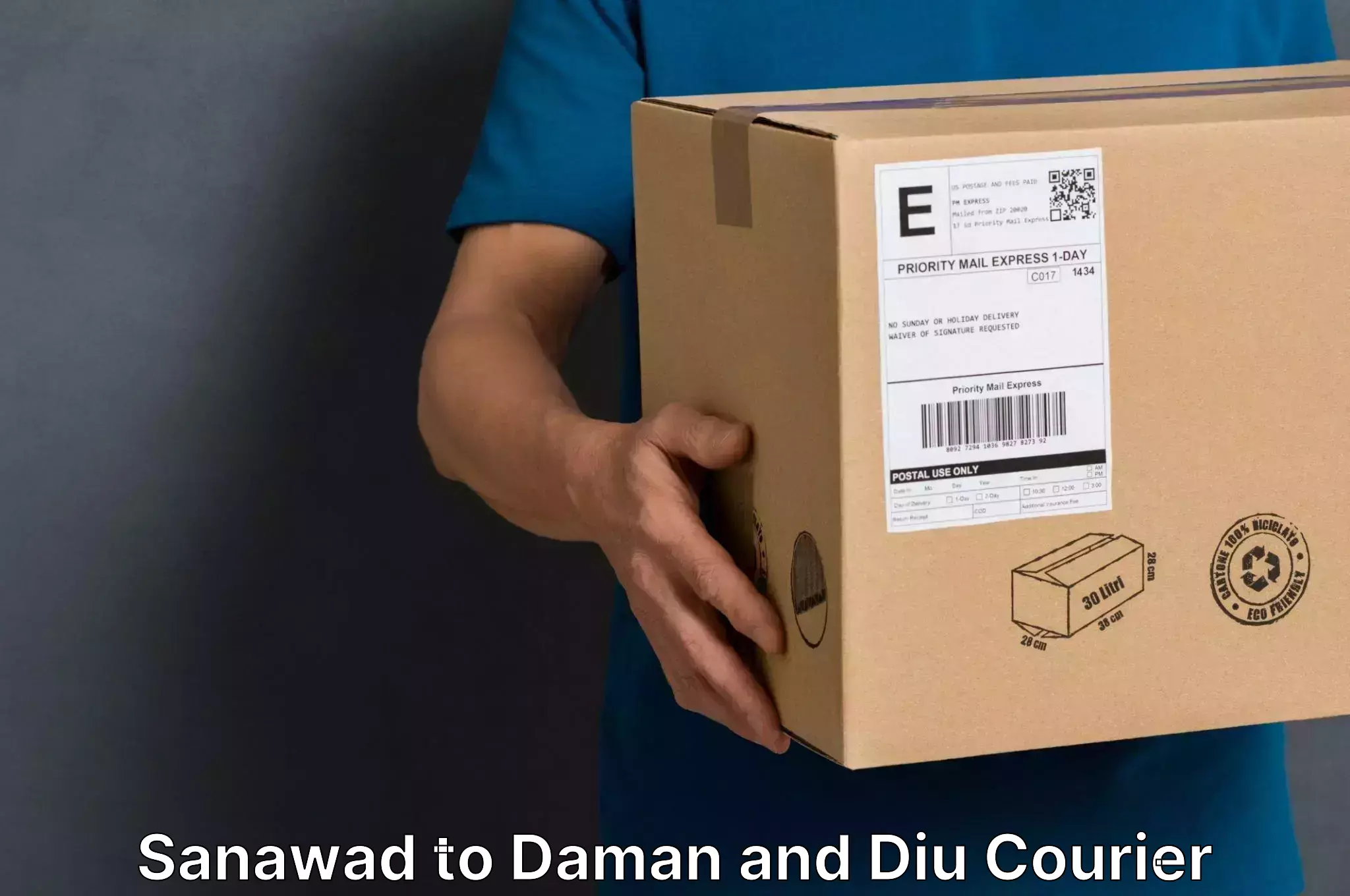 Professional moving company Sanawad to Daman and Diu