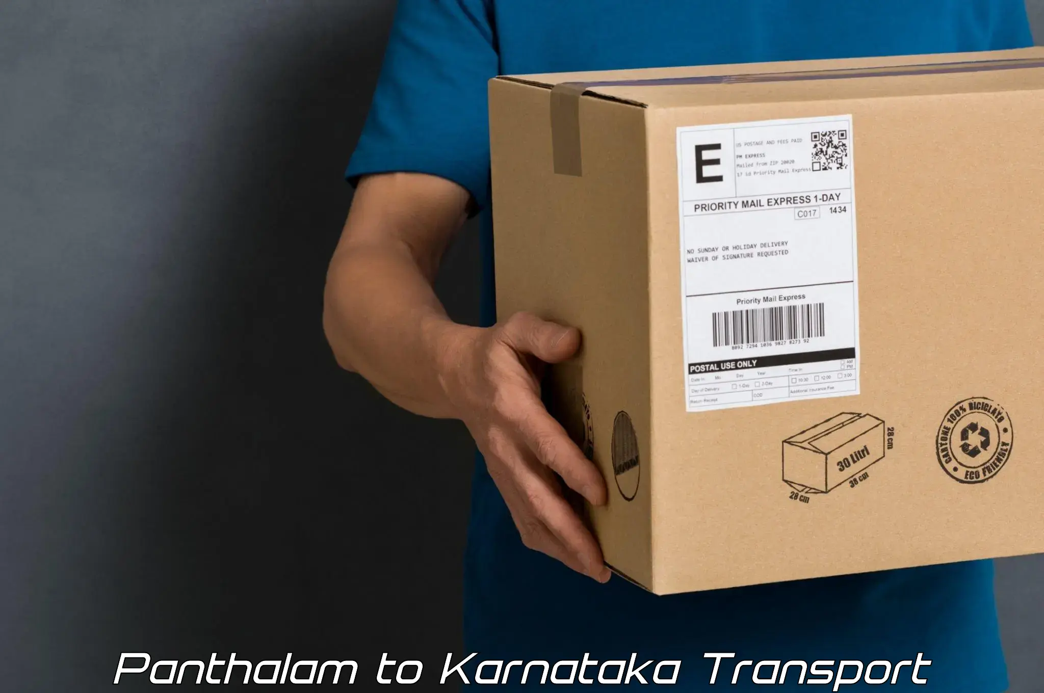 Two wheeler parcel service Panthalam to Karnataka
