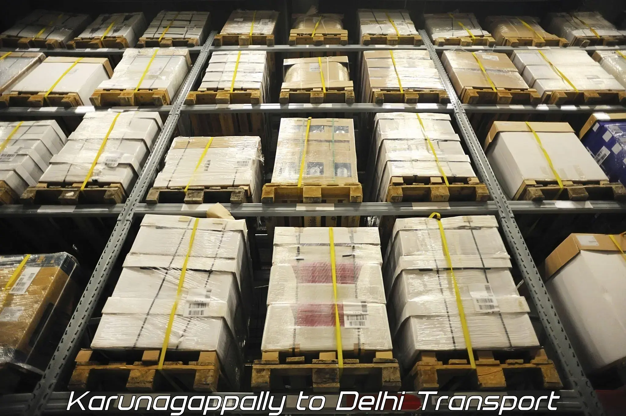 Cargo transportation services Karunagappally to East Delhi